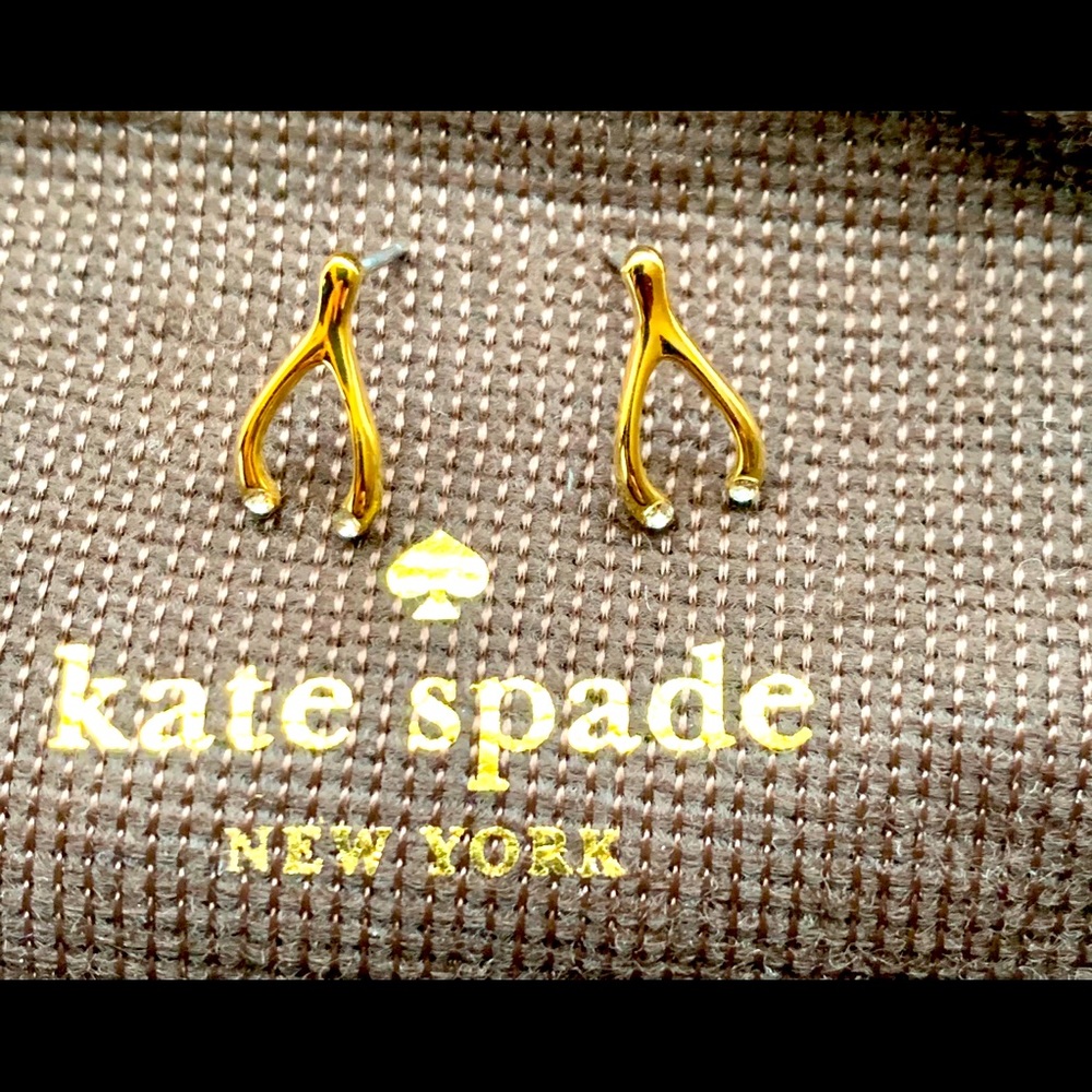 Kate Spade dainty sparklers wishbone stud earrings